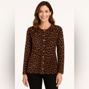 Doncaster Cashmere Leopard Print Cardigan